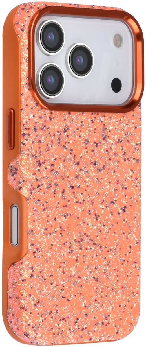 TUNIQ Backcover hoesje voor Apple iPhone 17 Pro - Glitter Magsafe TPU+PC - Oranje