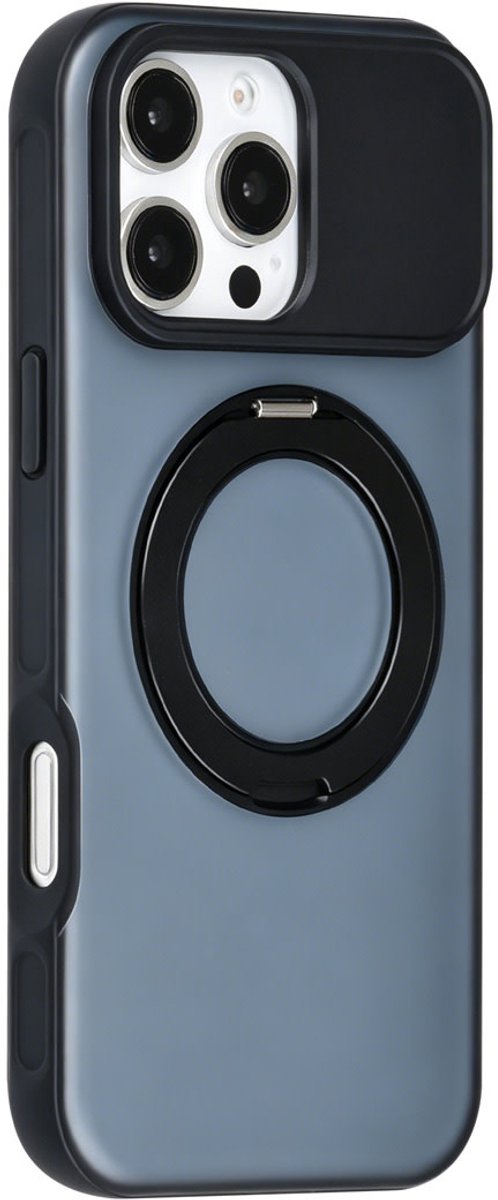 TUNIQ Backcover hoesje voor Apple iPhone 16 Pro Max - 360 rotatie stand MagSafe - Zwart