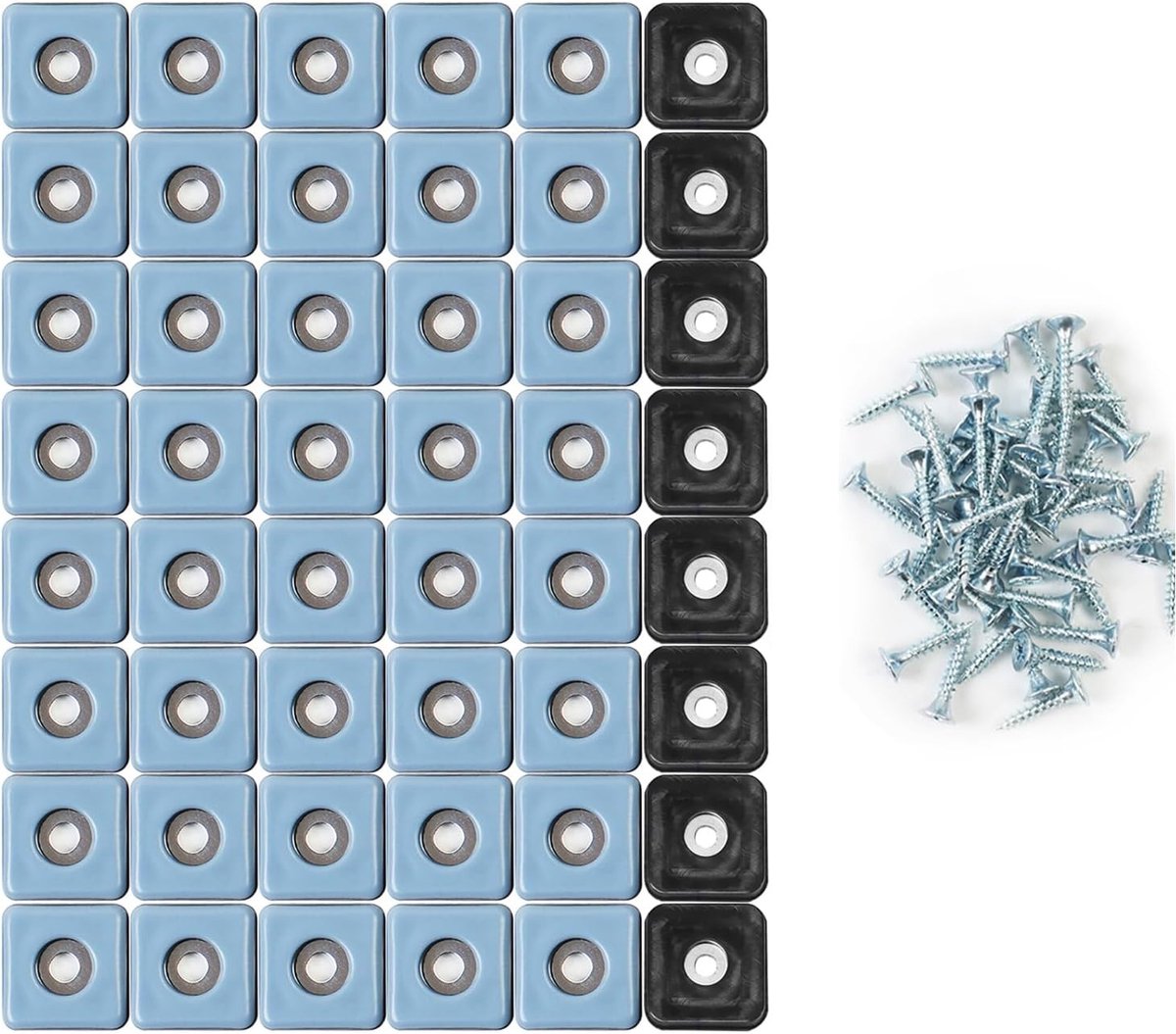 Set van 50 Teflon Vierkante Glijders met Diameter van 25 mm voor Meubels, PTFE Glijders met Schroef voor Vloerschade Bescherming en Gemakkelijk Bewegen