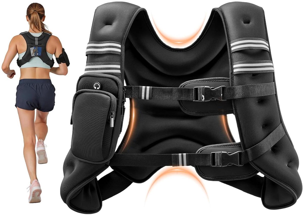 Gewichtsvest - Trainingsvest - Krachttraining - Gelijkmatig verdeeld - 89-114 cm - Zwart
