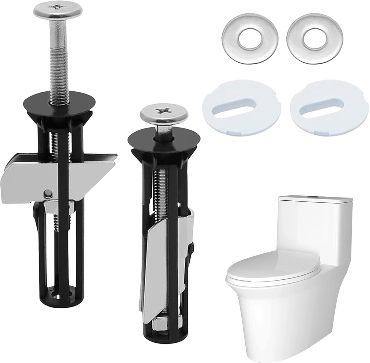 Universele toiletbril bevestiging met schroeven en pluggen - Ideaal voor de meeste toiletzittingen en eenvoudig te installeren