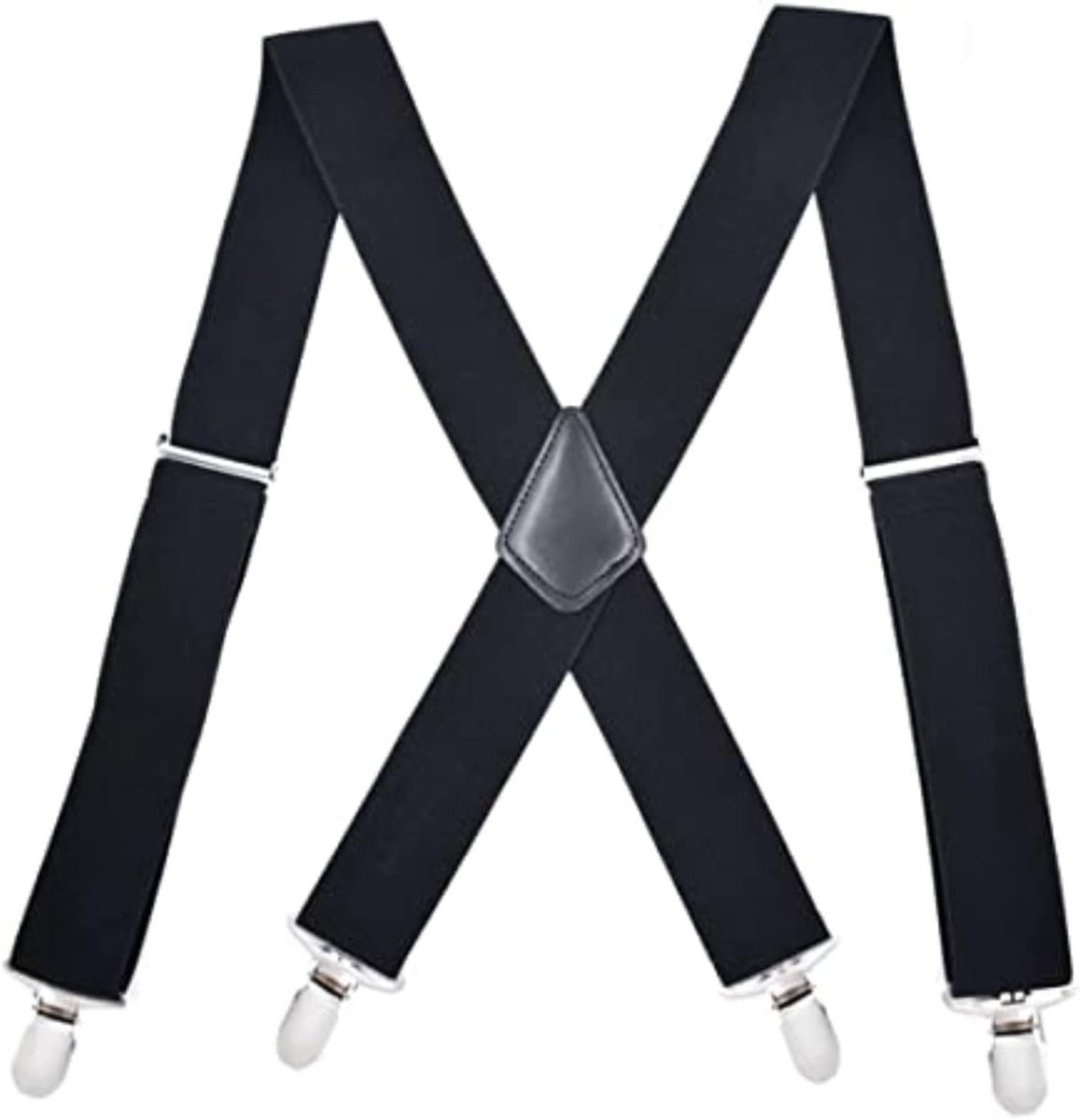 Verstelbare en Elastische Steunbanden voor Mannen, 5 cm Breed, Zwart, met 4 Sterke Clips, Ideaal voor Kleding en Mode