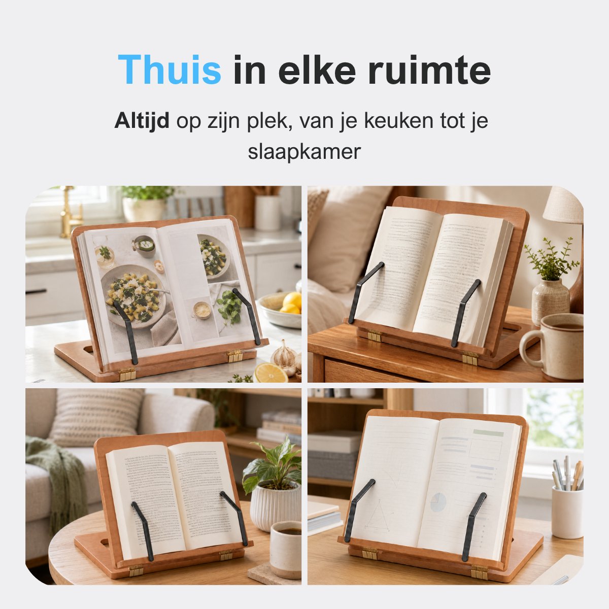MasonPro Verstelbare Boekenstandaard Hout - Kookboek Standaard - Kookboekhouder - Tablet Standaard - Boeken Houder - Boekhouder - Boekensteun - Leesstandaard - Antislip - 22x29CM — cadeau in Kookcadeaus - foto 4