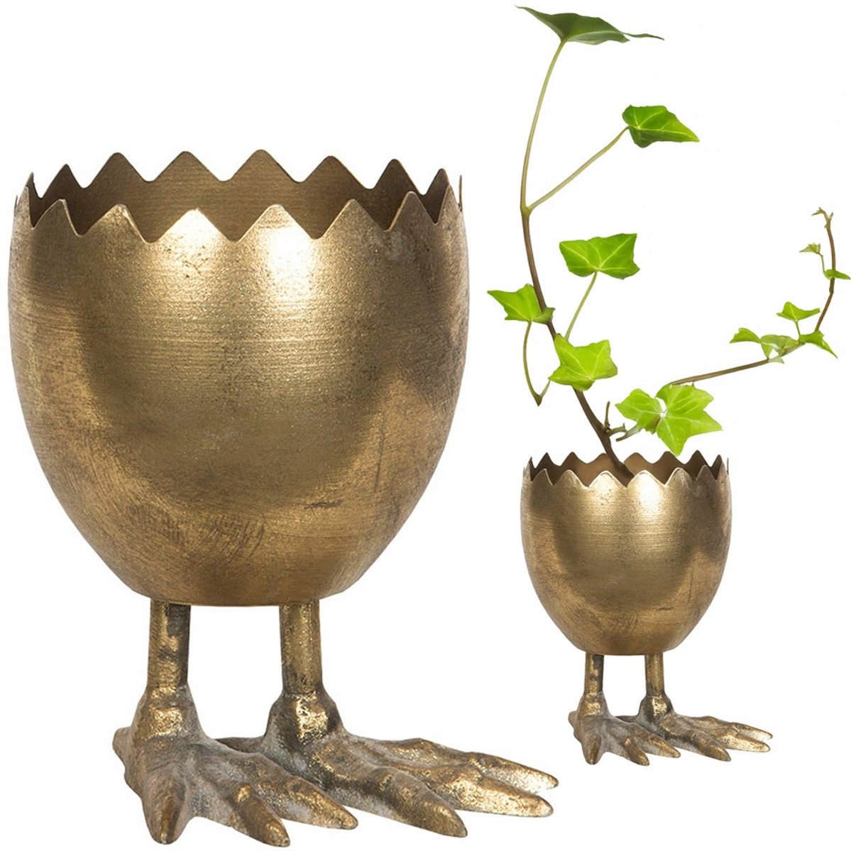 Merkloze Gouden Paasei Pot met Kip - Decoratieve Plantenbak