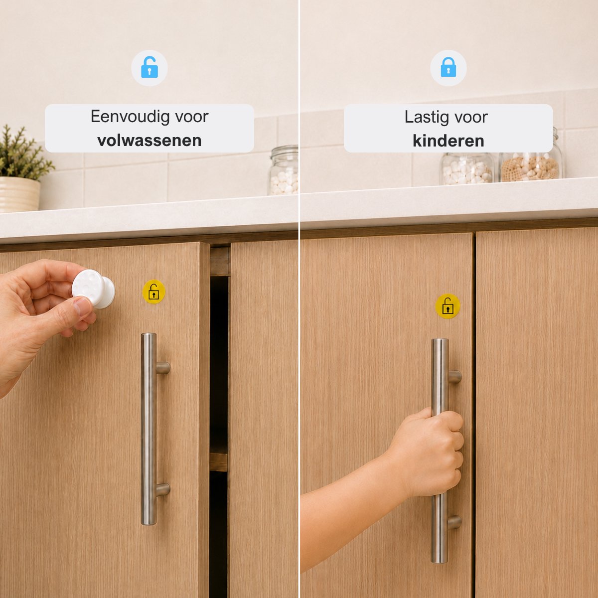 MasonPro Magnetisch Kinderslot Kastjes - Kastbeveiliging voor Kinderen - Kinderbeveiliging voor Kasten en Lades - Kinderslot Kast - Magneet met Plakstrip - Kinderveiligheid - Kastsloten Baby - Zonder Boren & Schroeven - 10 Sloten en 2 Sleutels – foto 5