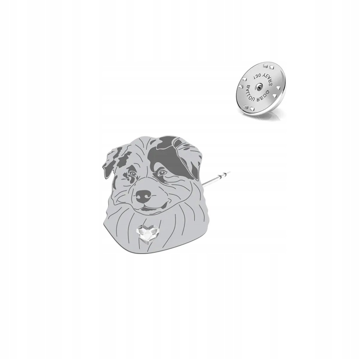 Zilveren Broche Australische Herder 925, Sieraden met Kristal