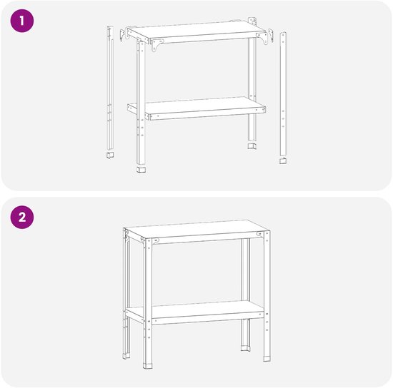 vidaXL - Planttafel - 80 - x - 40 - x - 80 - cm - Gepoedercoat - staal - Zwart — afbeelding 4