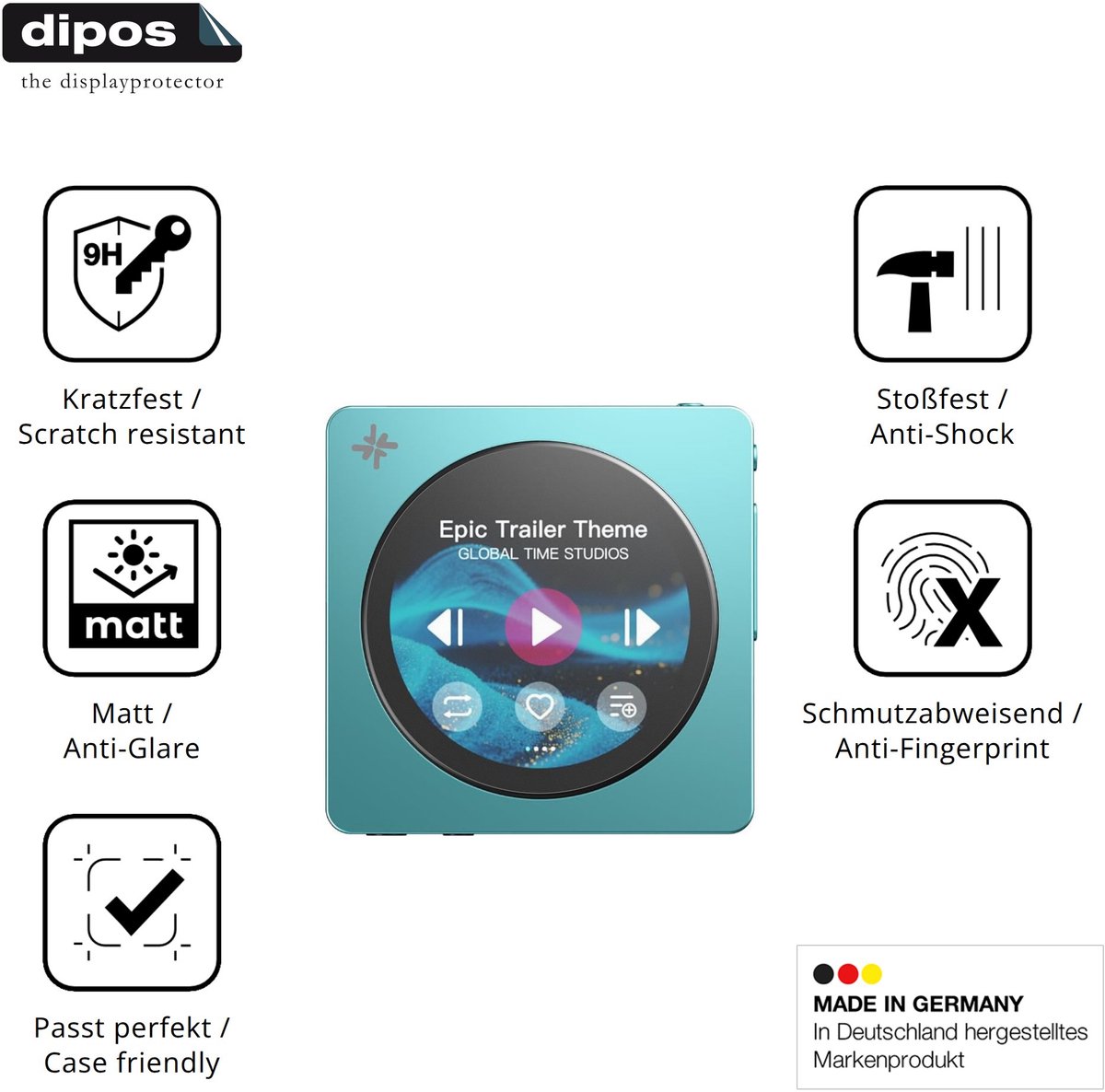 dipos – 2x Matte Pantserfolie geschikt voor FiiO DISC | 9H Screenprotector
