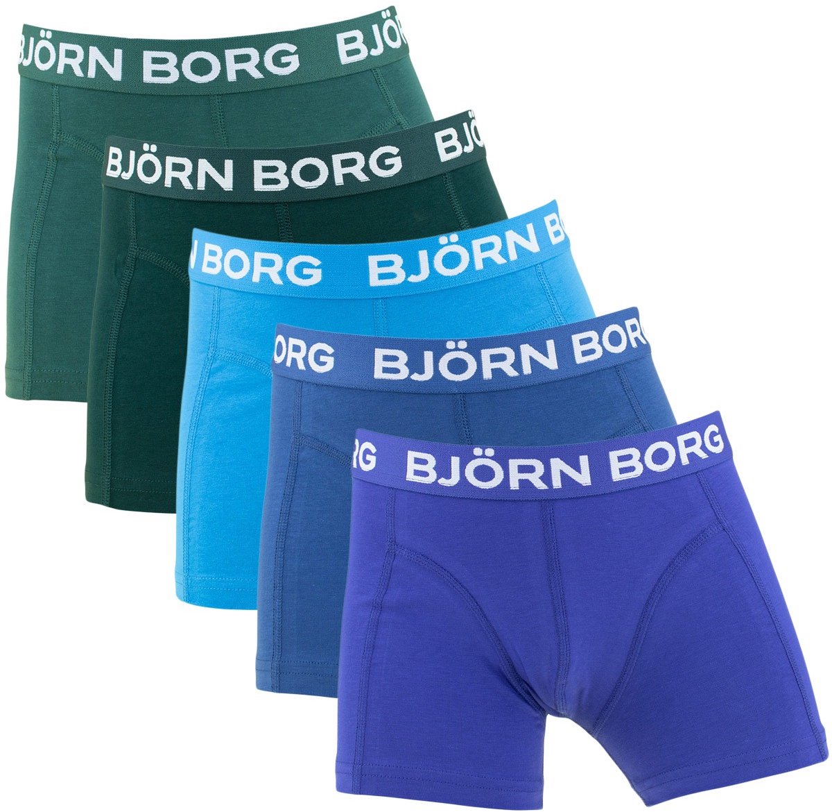 Björn Borg jongens cotton stretch 5P boxers basic blauw & groen