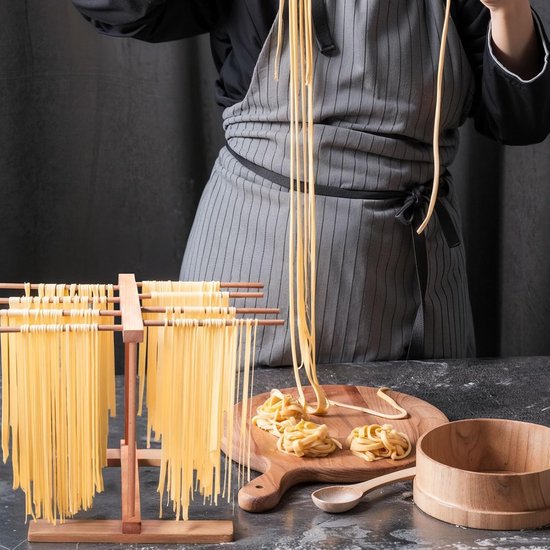 Pastamaker Set - Noodles Maken - Thuis Koken - Natuurlijk Beukenhout - 9 Delig - Houtkleur van Pastamaker — afbeelding 4