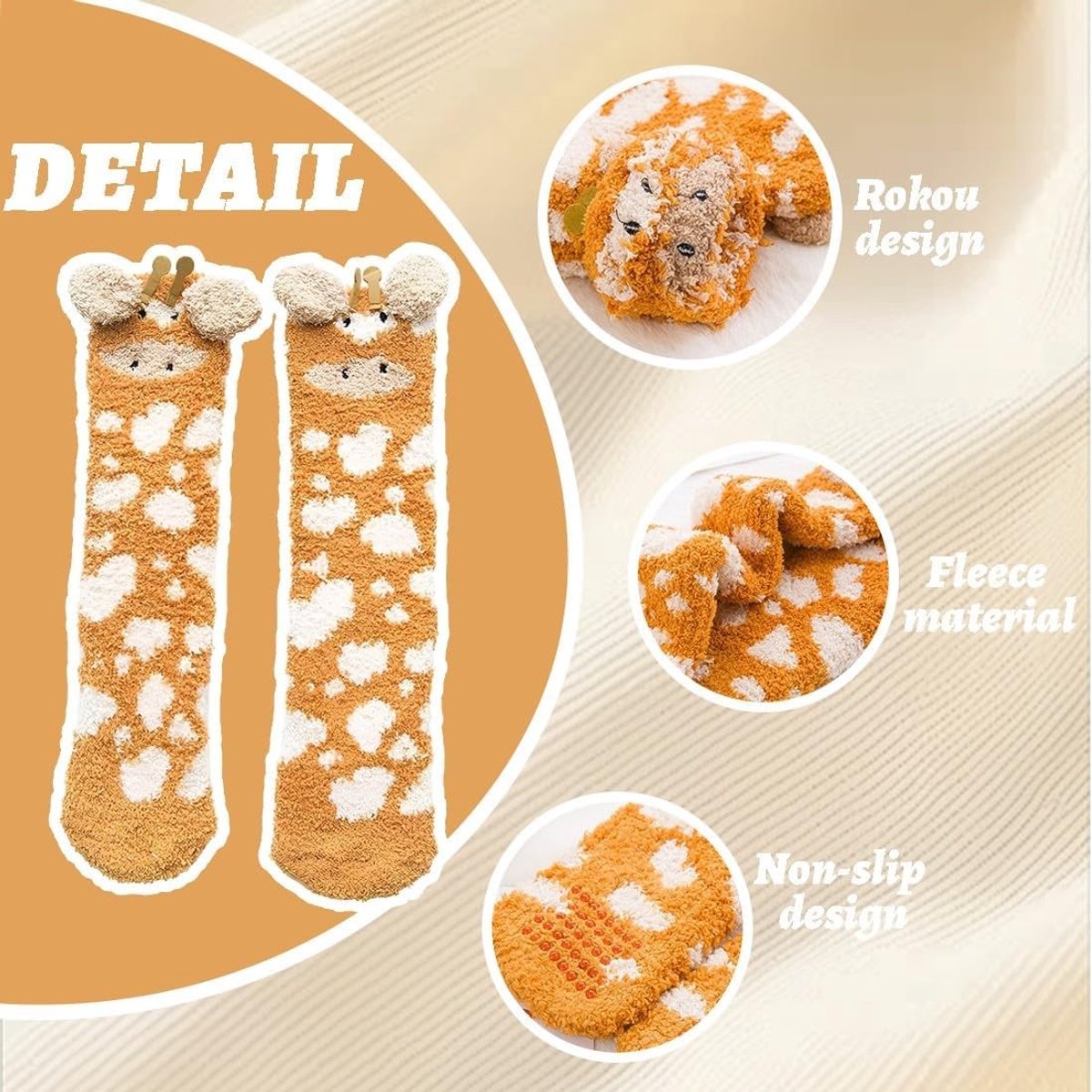 Oranje Giraffe Sokken voor Dames, Dikke Fluwelen Kousen voor Herfst en Winter, Comfortabele En Warme Kousen voor Thuis