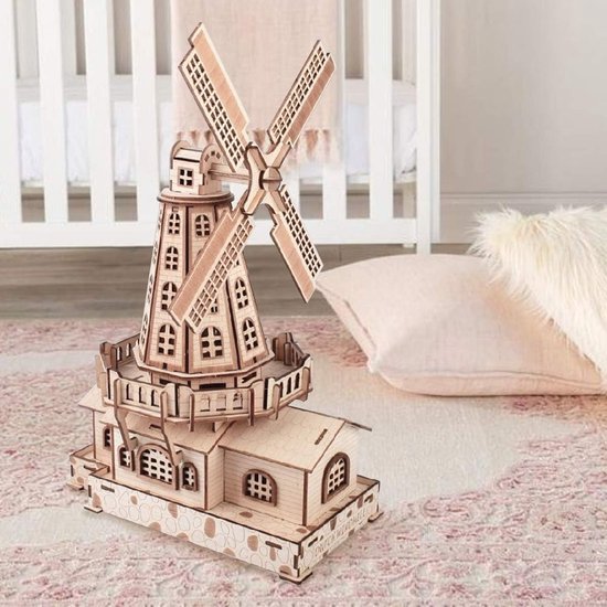 3D Houten Puzzel Windmolen Set, Bouwkits voor Volwassenen en Tieners, Creatieve DIY Cadeaus voor Verjaardagen en Kerstmis — afbeelding 5