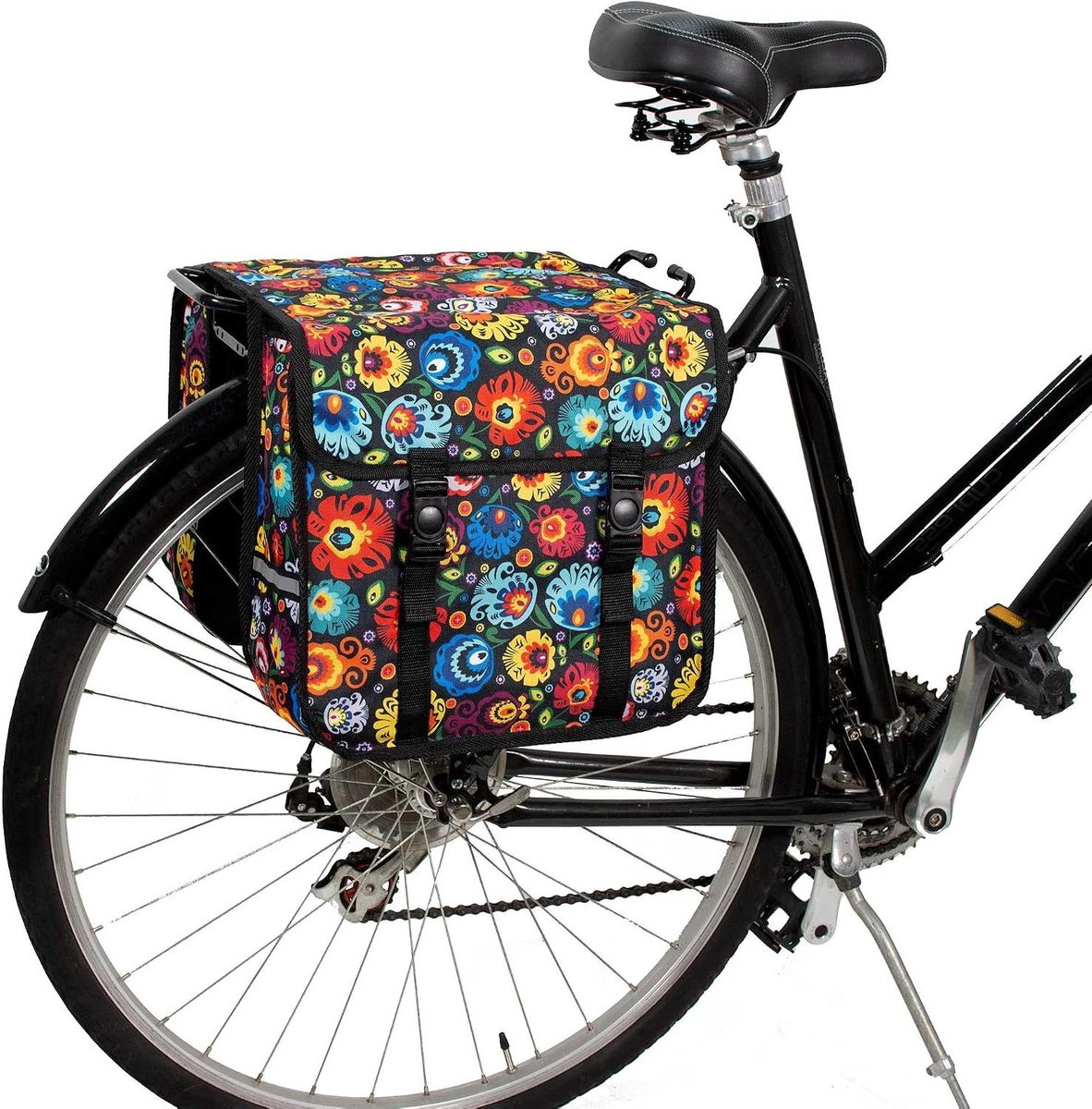 Dubbele Fietstas - Bagagedrager Tassen - Boodschappen Vervoeren - Waterafstotend Materiaal - 26 Liter - Bloemenpatroon