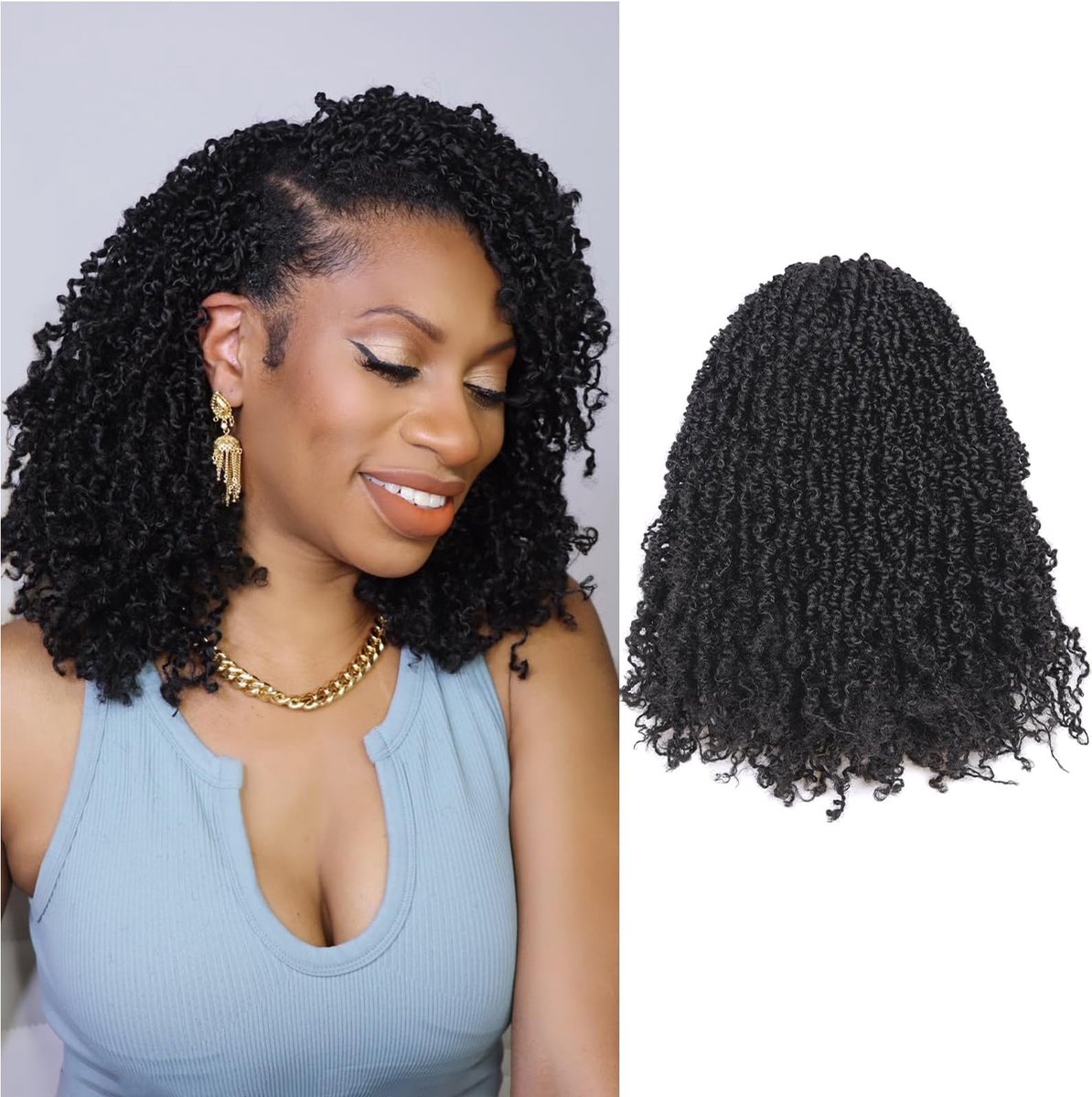 8 Inch 8 PCS Yanky Twist Crochet Braids Hair 8 Packs (30 Strands/Pcs) Pre-twisted Senegalese Twist Braids with Curls - ShopVlot