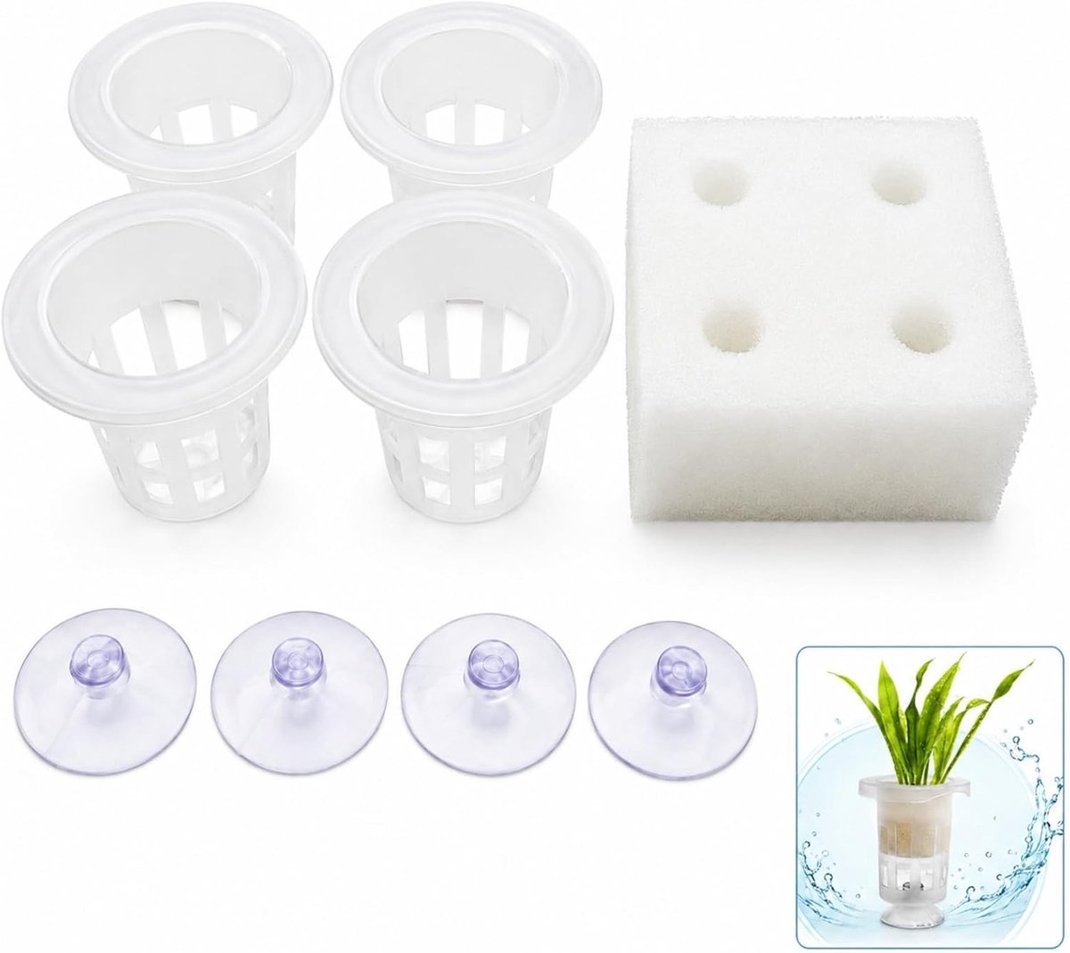 Aquarium Plant Houder 4 Pack - Zuignap voor Drijvende Planten en Schildpadden Decoratie