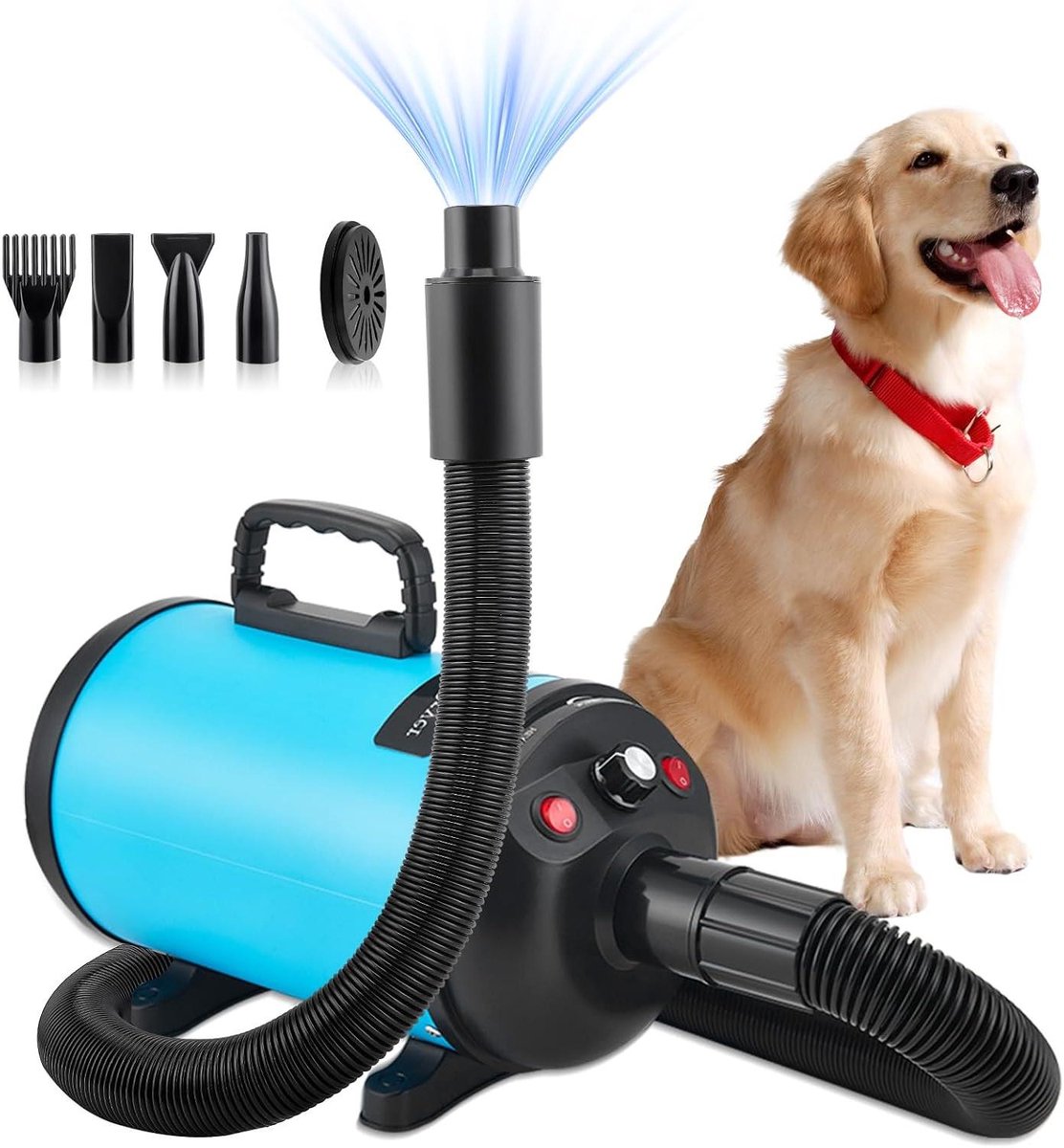 Haardroger voor Dieren - Blazer voor Honden - Snelle Vacuüm Droging - Geluidsarme Technologie - 3800 Watt - Zwart