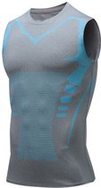 Mouwloos compressiesweatshirt voor heren – Geschikt voor fitness, hardlopen en training – Ademend stretchsweatshirt – Sneldrogend, nauwsluitend trainingsshirt – Grijs