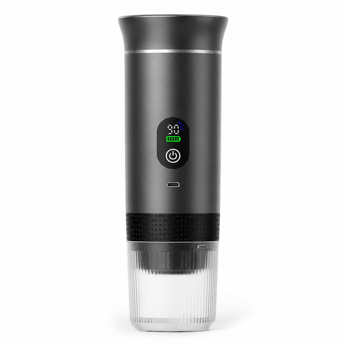 Draagbaar koffiezetapparaat 3-in-1 - Oplaadbaar, draagbaar reiskoffiezetapparaat - 20-25 uur - 12V espressomachine voor capsule-Capaciteitsupgrade -CNC - Verhoogde capaciteit-gemalen koffie - voor kamperen, reizen, kantoor, auto en thuis (Grijs)
