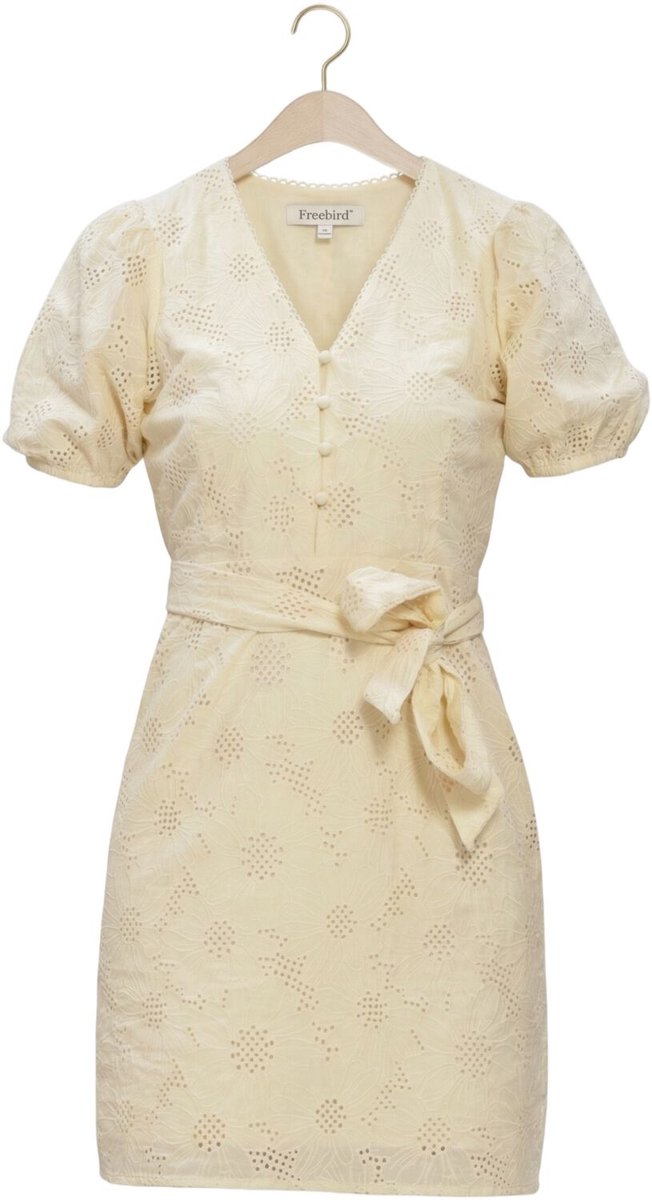 Freebird Wv-flower-embro-26-1 Dames - Jurk - Creme - Maat XL