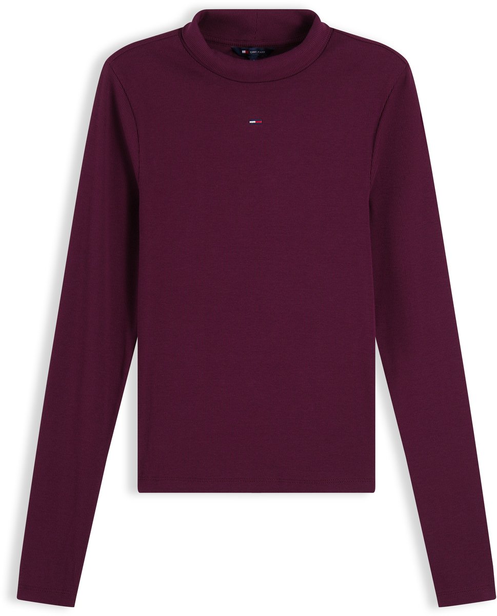 Tommy Jeans T-shirt Tjw Essential Mock Neck Dw0dw19830 V11 Calypso Berry Dames Rood