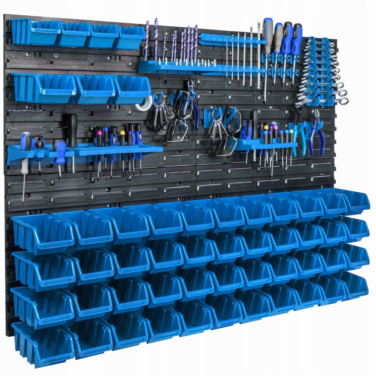 Gereedschapswand 115x78cm met 51 Bakjes en Ophangsystemen