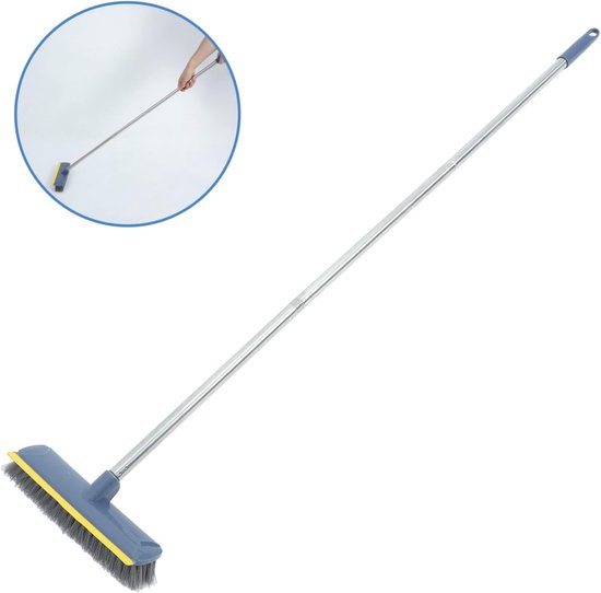 Binnenbezem Schrobborstel - Veegborstel Schoonmaakborstel - Voegen Reinigen Badkamer - Geïntegreerde Schraper - 92 cm Lengte - Donkerblauw — afbeelding 5