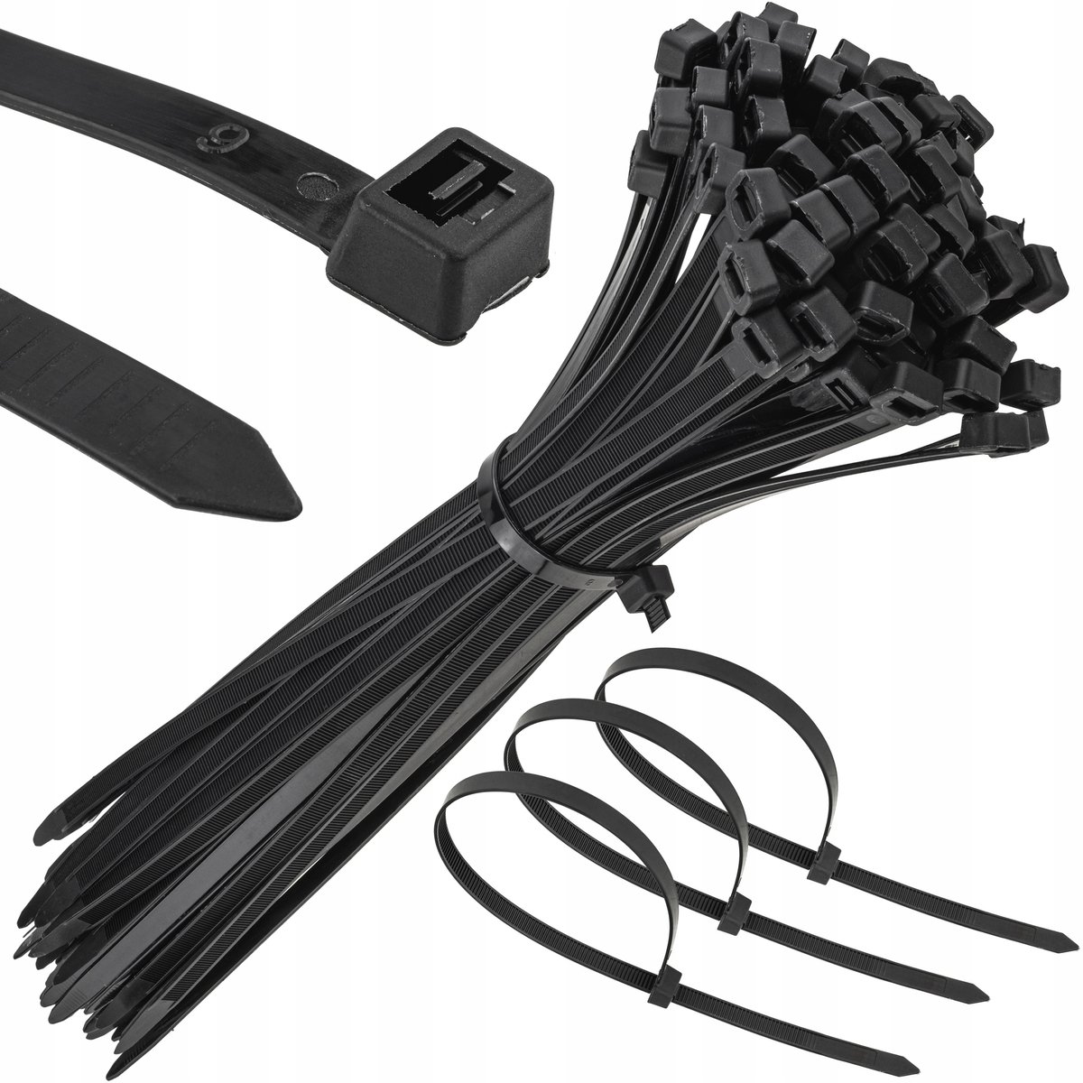 100x Zwarte Kabelbinders 450mm x 8.8mm - Sterke Plastic Tie Wraps