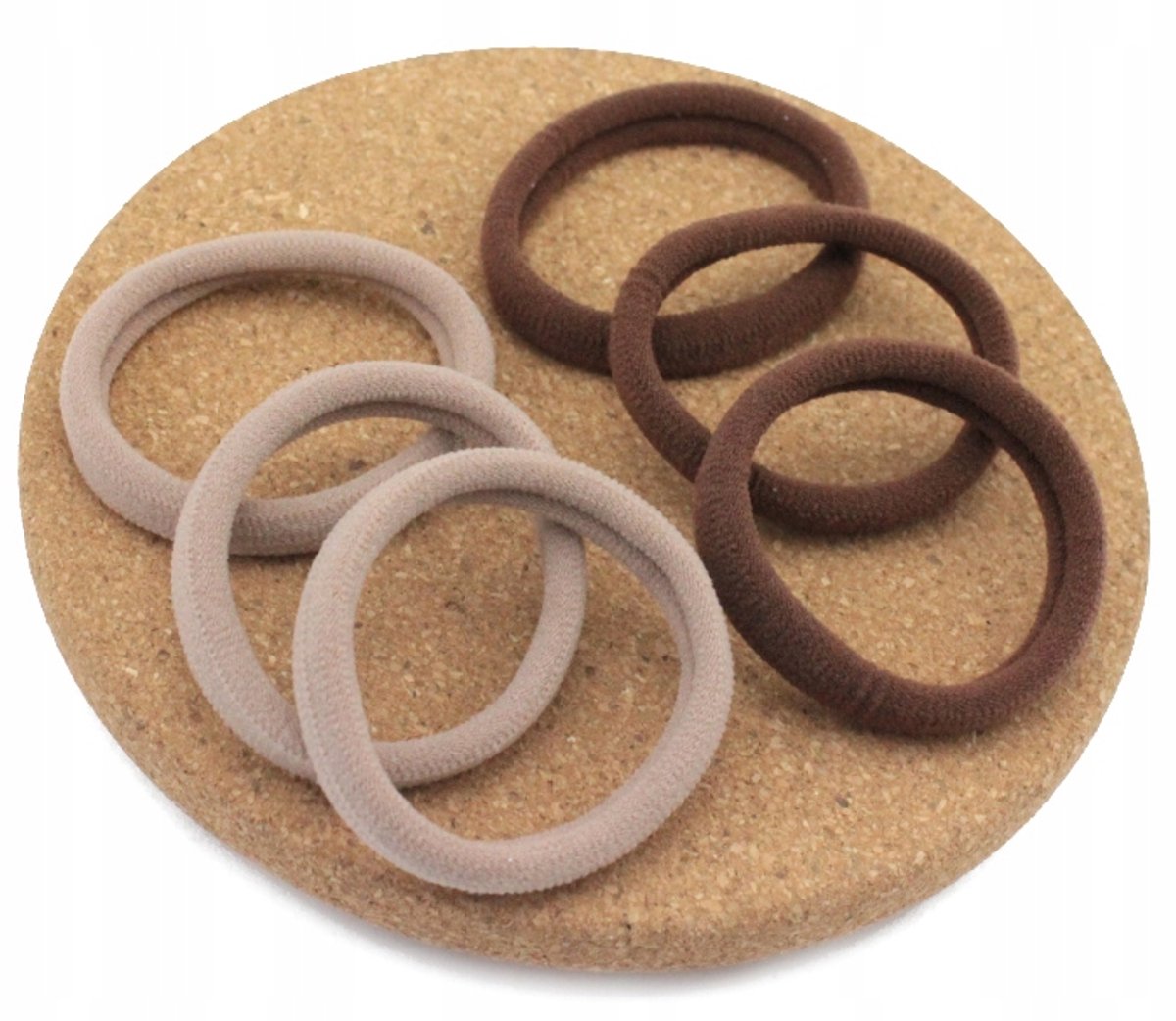 Set van 6 beige lycra haarelastiekjes