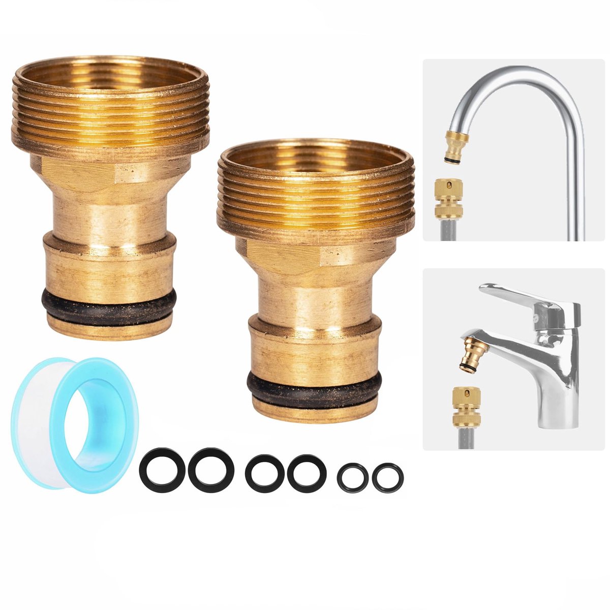 Messing Universele Keuken Tap Slang Connector, Indoor Sink Mixer Tap Slang Connector Tuinslang Adapter voor Keuken - ShopVlot