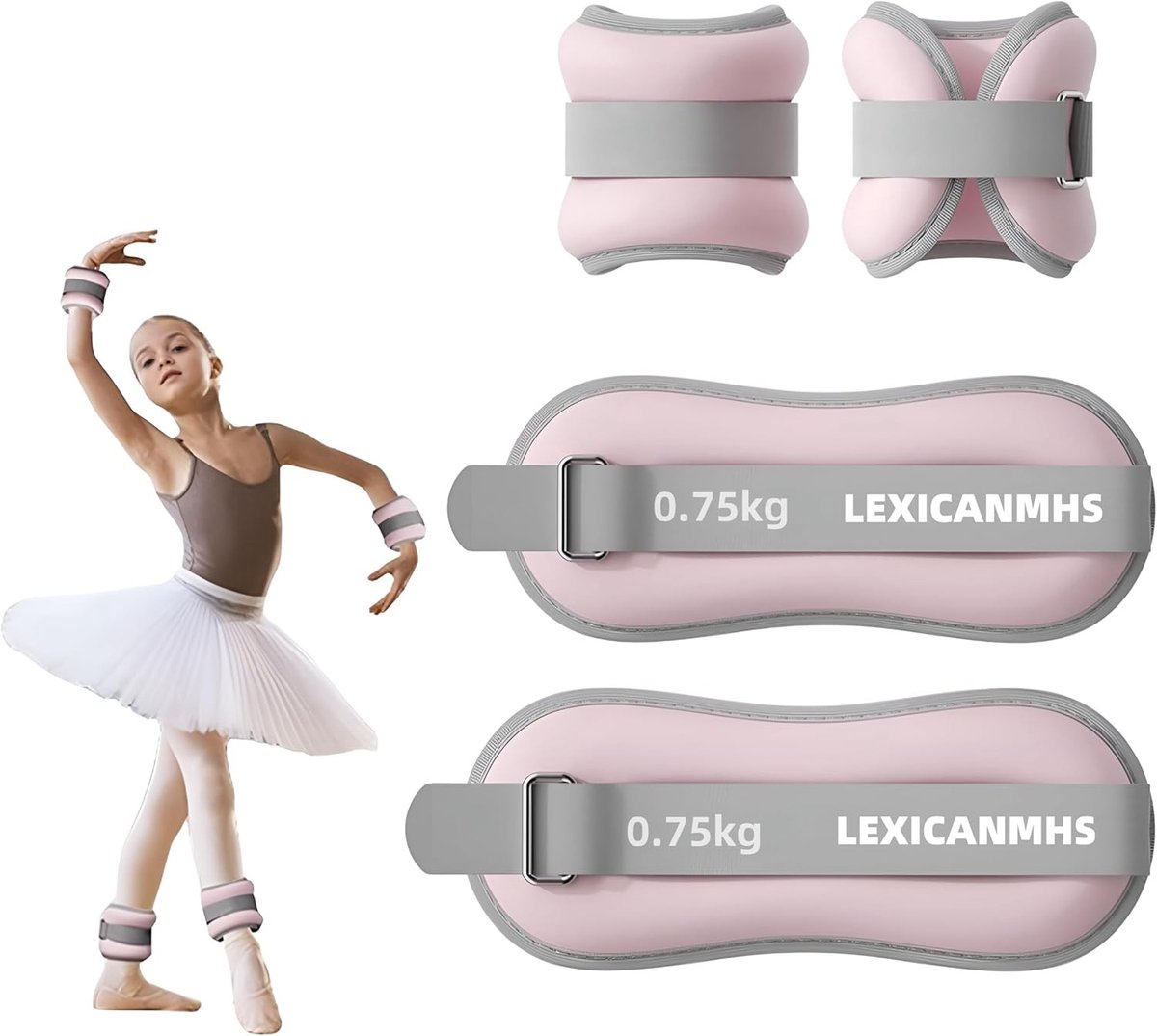 Verstelbare enkel- en polsgewichten set van 2 stuks, ideaal voor beginners, kinderen en fitnessactiviteiten zoals dansen en hardlopen