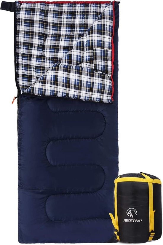 XL katoenen slaapzak voor volwassenen, warm en comfortabel, flanel, ideaal voor 3-4 seizoenen, camping en outdoor gebruik — afbeelding 2