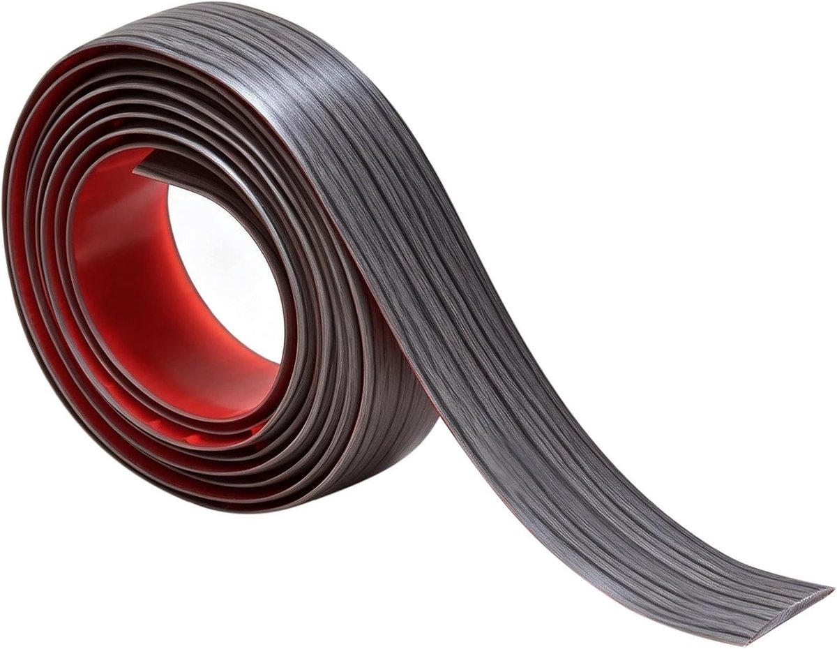 Zelfklevend overgangsprofiel van 3 meter, 4 cm breed, voor vinyl, laminaat en tegels, platte PVC afdekstrip met houtlook donkergrijs, eenvoudig te installeren zonder boren en perfect voor naadloze afwerking