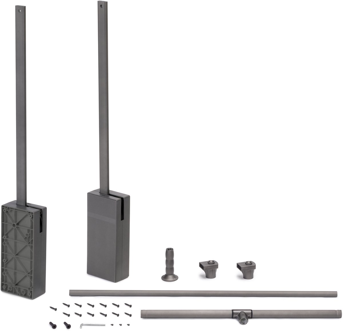 Emuca Opknoping hanger voor Sway kledingkast, verstelbare breedte 450-600mm, Staal, Aluminium en Plastic, Titanium geschilderd
