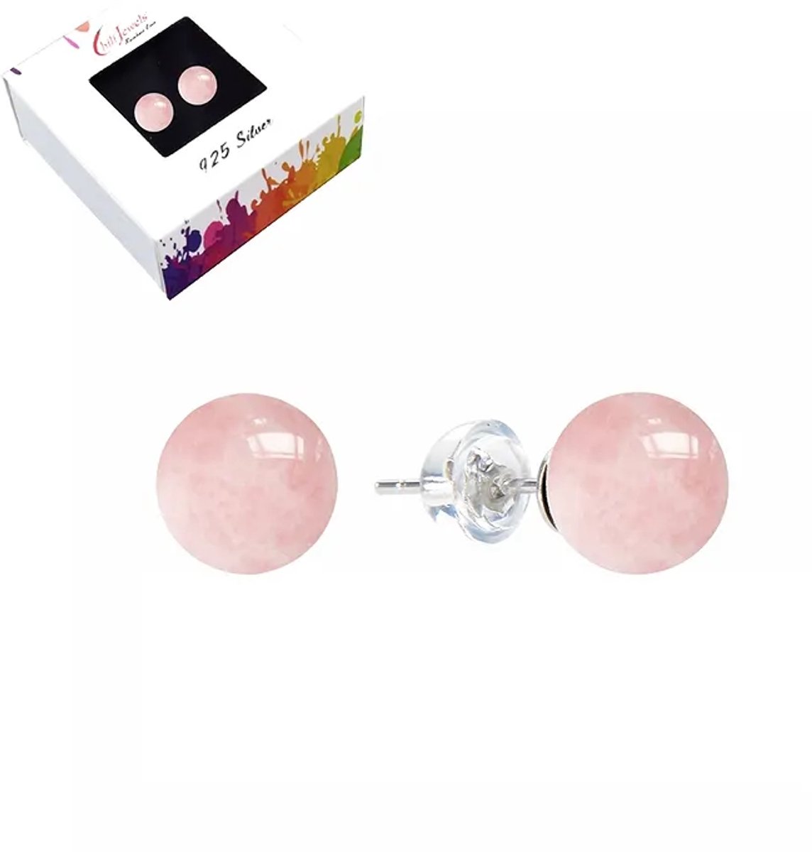 Oorbellen Rozenkwarts 8 mm