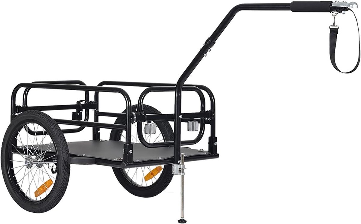Inklapbare fietsaanhanger - Handwagen - Boodschappen vervoeren - 2-in-1 functie - 67 x 46 x 25 cm - Zwart