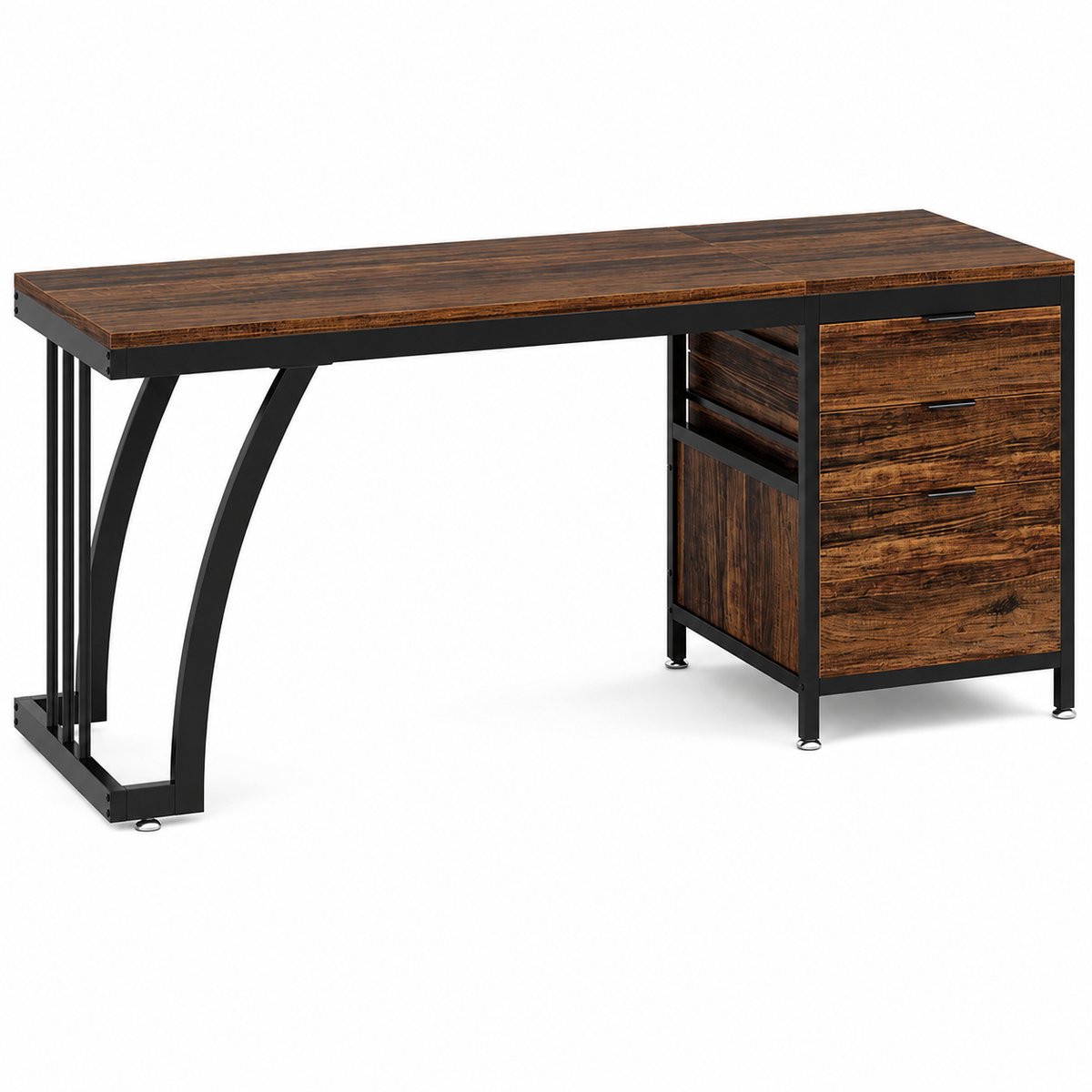 DMG Supply Bureau met 3 Lades - Links of Rechts Monteerbaar - 150 x 50 x 75 cm - Bruin en Zwart - Houtlook