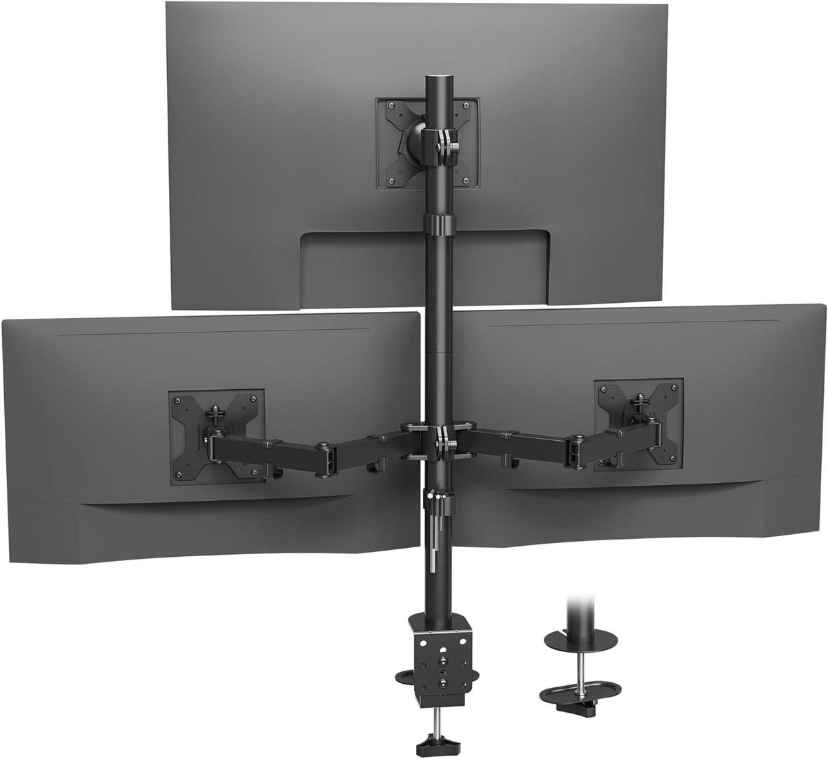 Drievoudige Monitorsteun - Bureau Monitor Arm - Werkplek Optimalisatie - Volledige Bewegingsvrijheid - Tot 32 Inch - Zwart