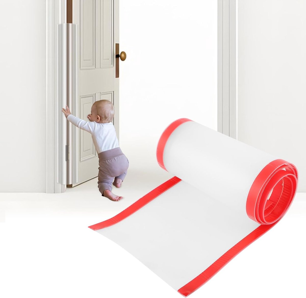 Veilige Deurbeveiliging voor Kinderen - Antiknijper, Dubbelzijdige Plakstrip, Transparant, Voorkomt Vingerverwondingen en Deurschade, Ideaal voor Thuis en Kindvriendelijke Omgevingen