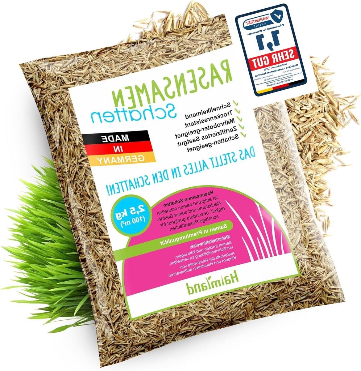 Graszaad Schaduw - Gazonmix Turbo - Gazon Aanleggen - Snelkiemend Droogbestendig - 25 kg 100 m² - Groen