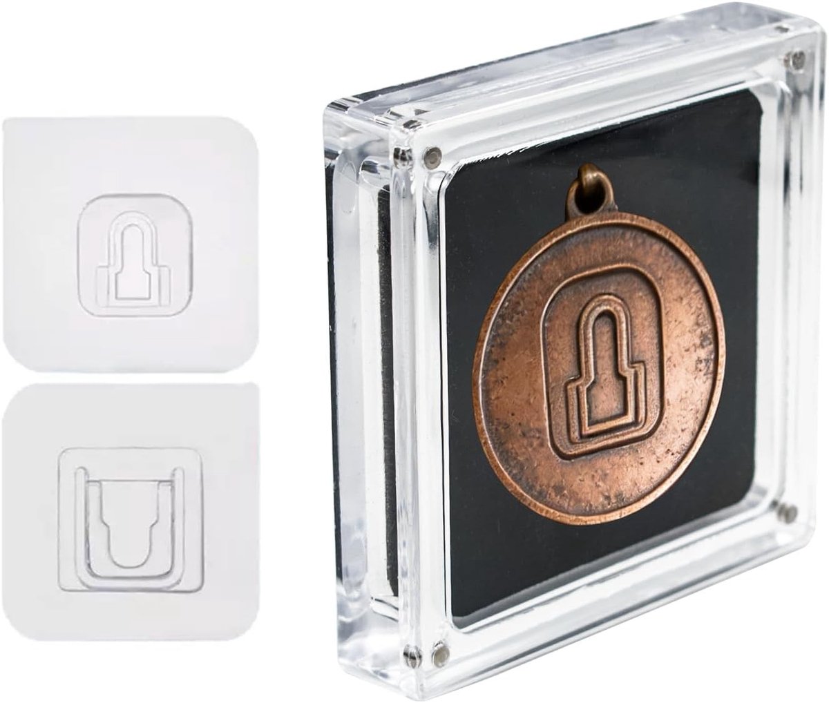 Acryl Speldjes met Zwarte Schuim Displaydoos, Stofdichte Collectiehouder voor Insignes, Sieraden en Medailles 10.5 x 10.5 x 2 cm