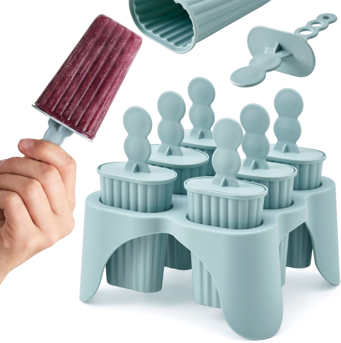 UPPFYLLD Turquoise vormen VOOR SORBETS VOOR IJSJES op een stokje, ZELFGEMAAKT ijs - SET 6 STUKS