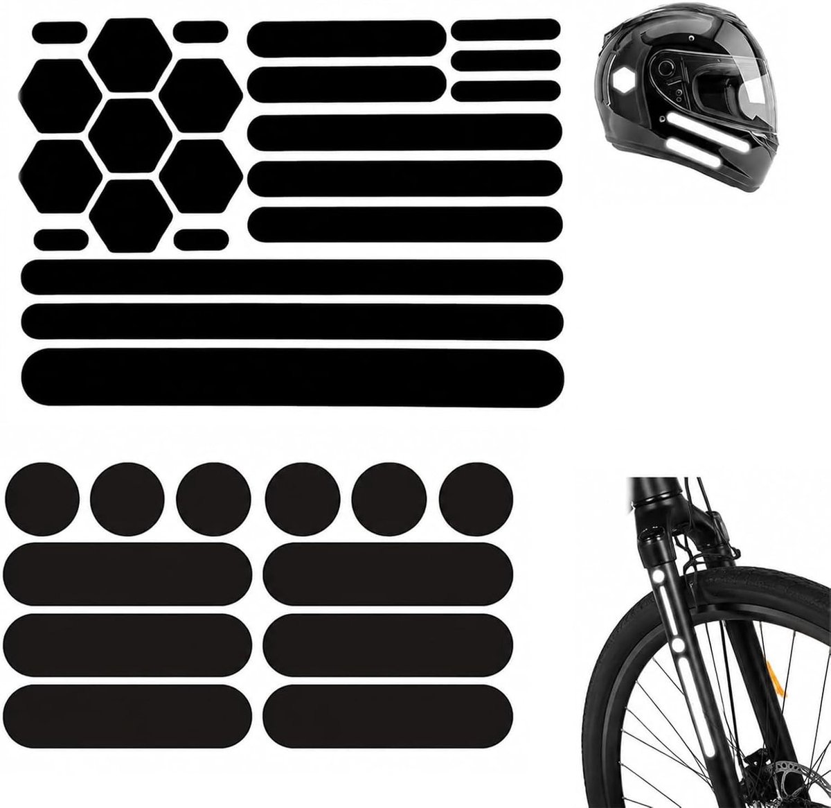 Veilige Reflectoren Set voor Fiets en Motor, 34-delige Waterdichte Stickers voor Helm en Skateboard, Verhoog Nachtzicht en Veiligheid