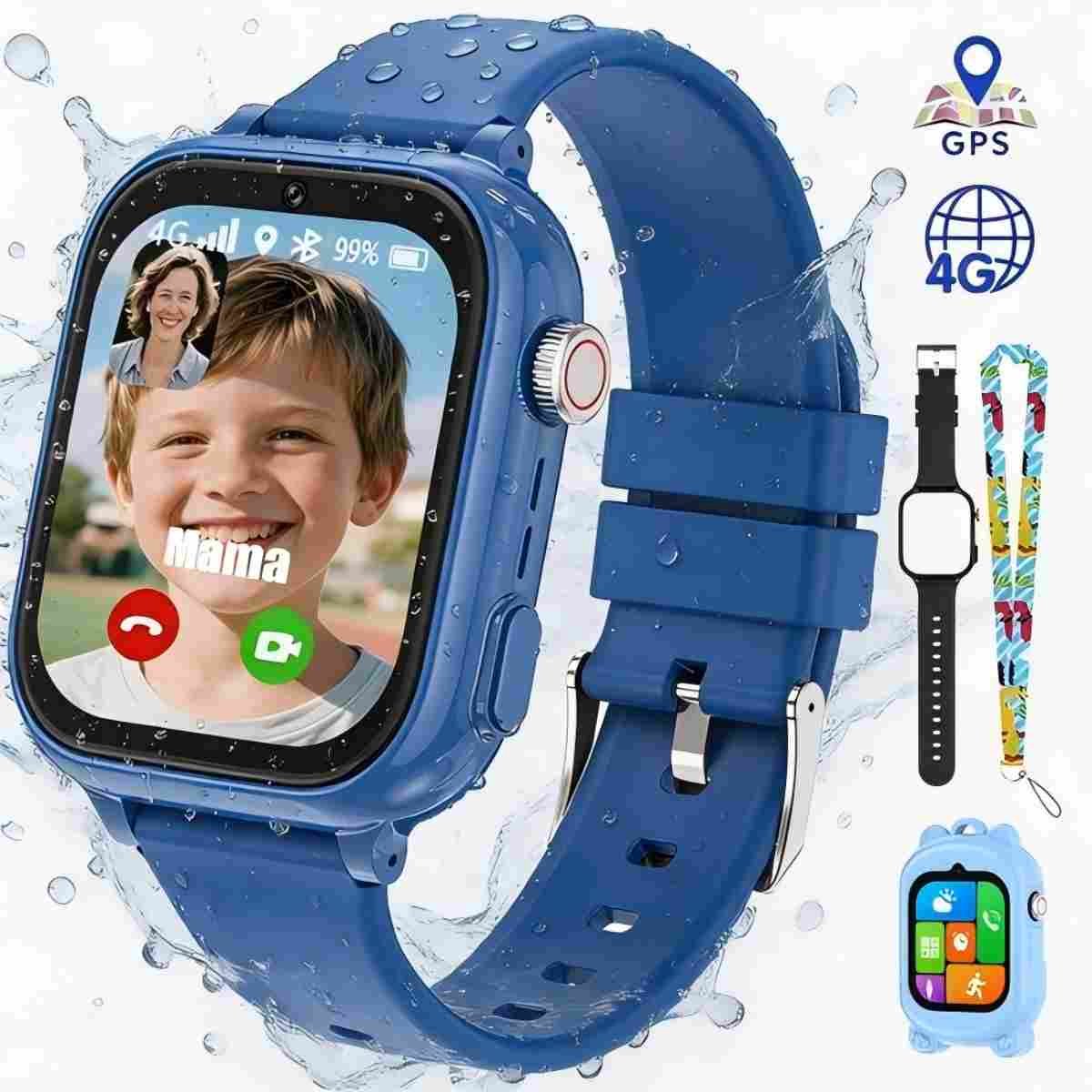 Vashoy T53-Kinderhorloge-Nieuwe smartwatches voor kinderen met GPS-videogesprek-SOS-Leermodus-App om te downloaden-Cadeaus voor kinderen van 5 tot 16 jaar - Blauw