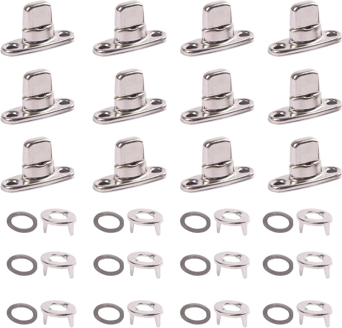 Twist locks van zinklegering 30 x 20mm voor ronde ogen, ideaal voor zeilen, tenten en tarpaulins met pocketbevestiging