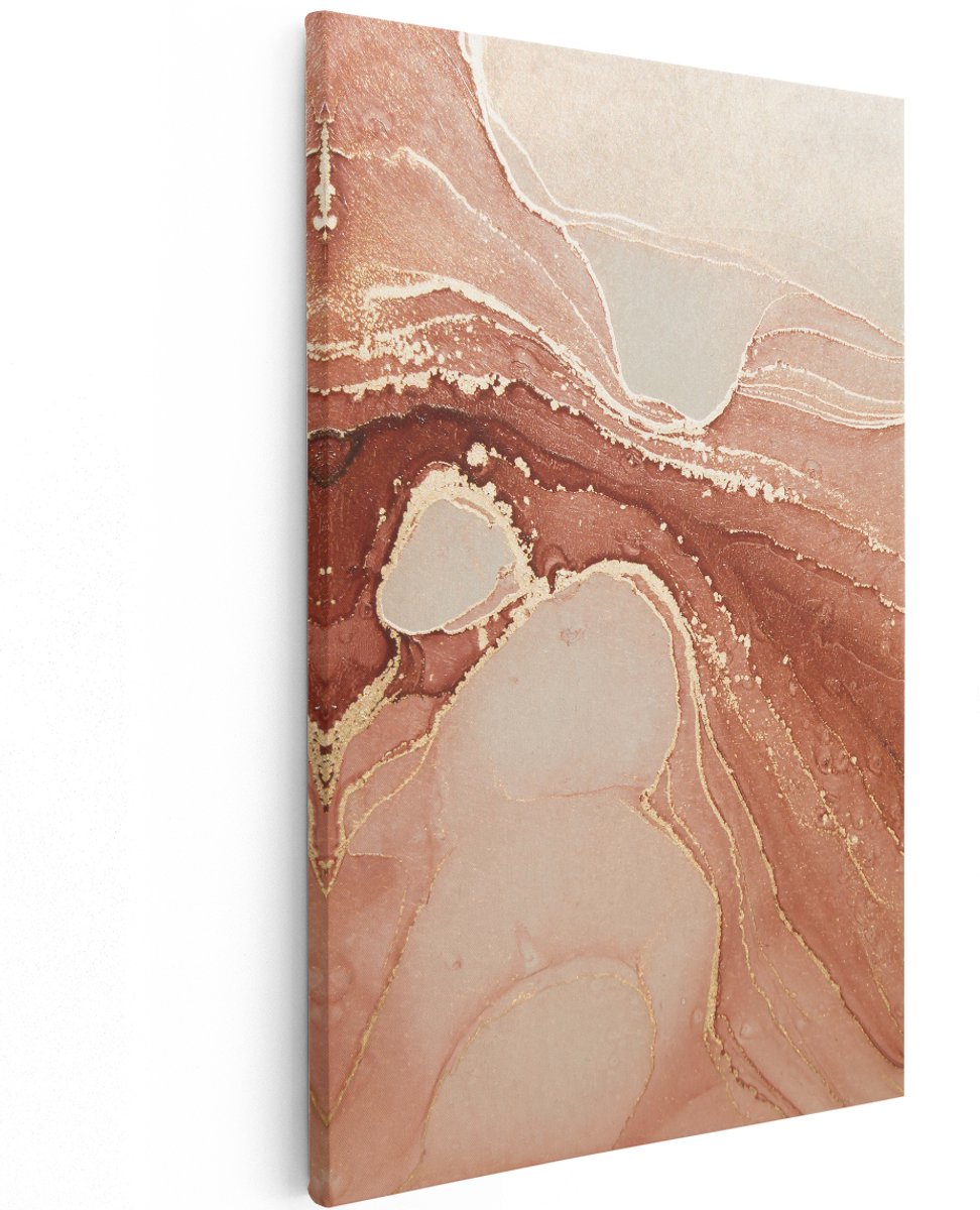 Artaza Canvas Schilderij Abstracte Kunst in het Roze Marmer - 100x150 cm - Groot - Wanddecoratie Woonkamer - Schilderijen - Muurdecoratie