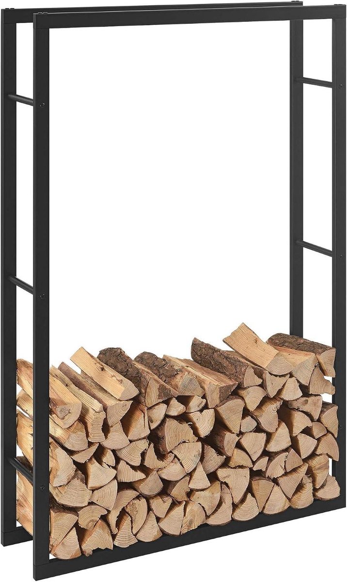 Houtopslag Rek - Hout Opslag - Buiten Opslaan - Stabiele Constructie - 100x25x150cm - Zwart