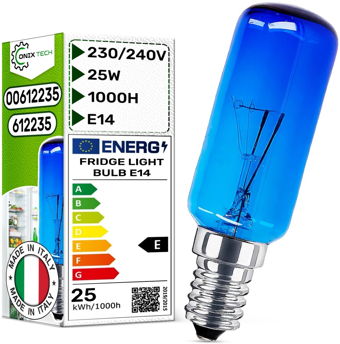 E14 koelkastlamp universeel 25W 230/240V - Lamp met een diameter van 25 mm heeft de originele code 00612235 voor Bosch - ShopVlot