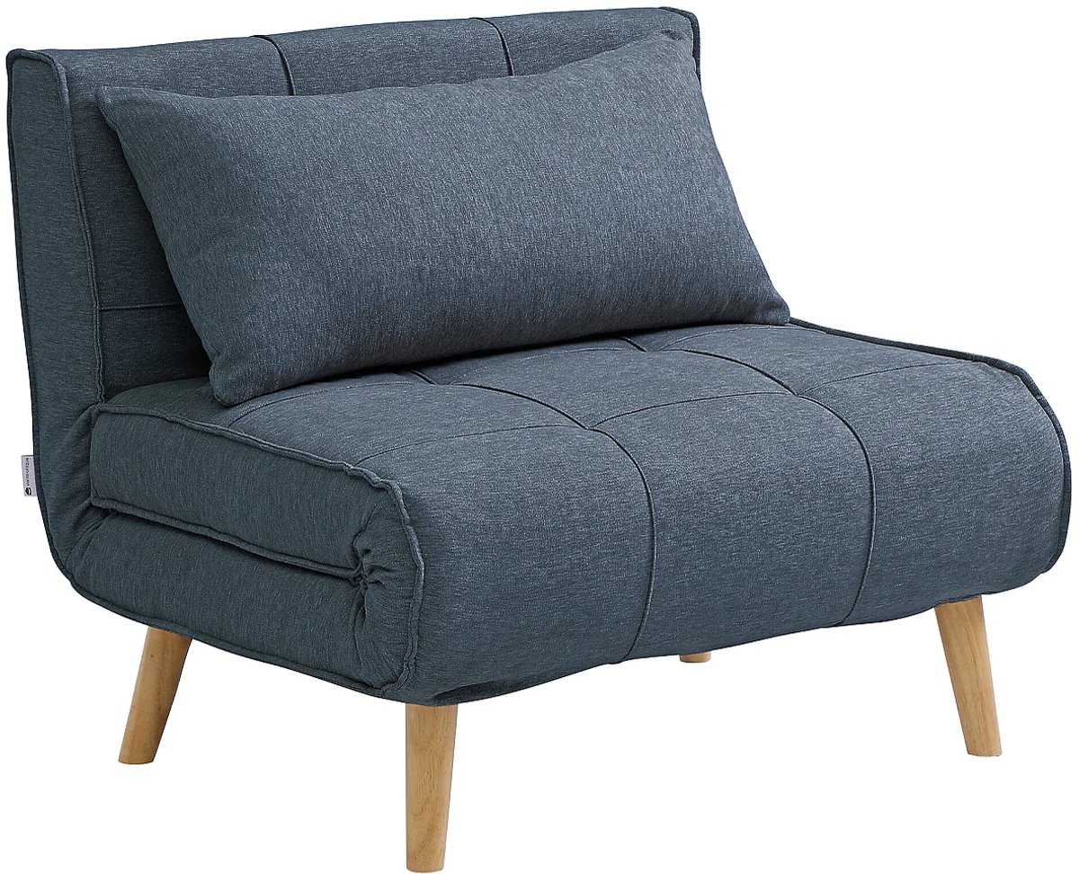 Vente-unique slaapfauteuil 90 cm in blauwe stof CHILA