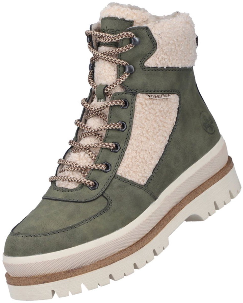 Rieker dames Tex-enkellaarsjes, gevoerd, groen Y6214-54