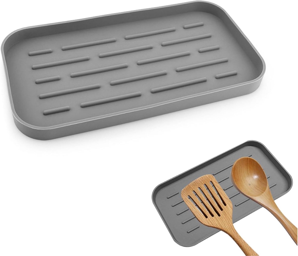 ZRNS® Lepelhouder Aanrecht - Keukengerei Houder - Spatelpot - Siliconen - Grijs